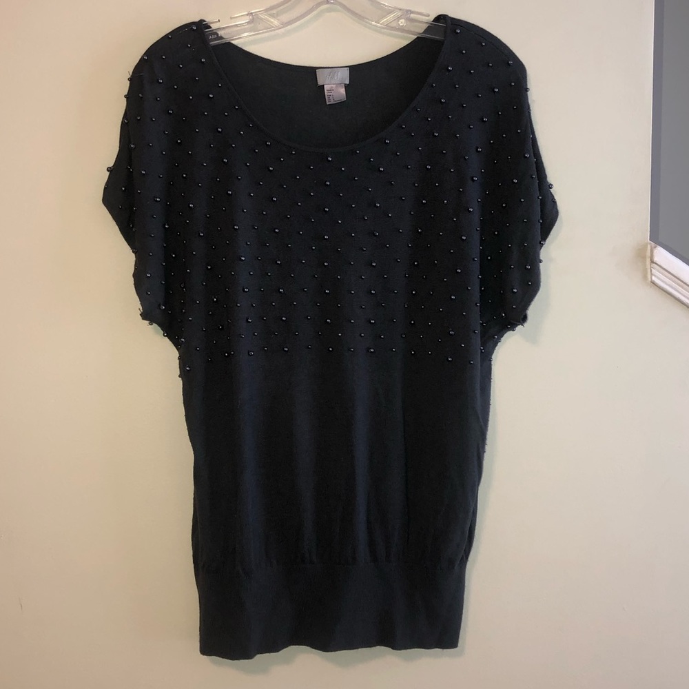 H&M Short Sleeve Beaded Sweater
